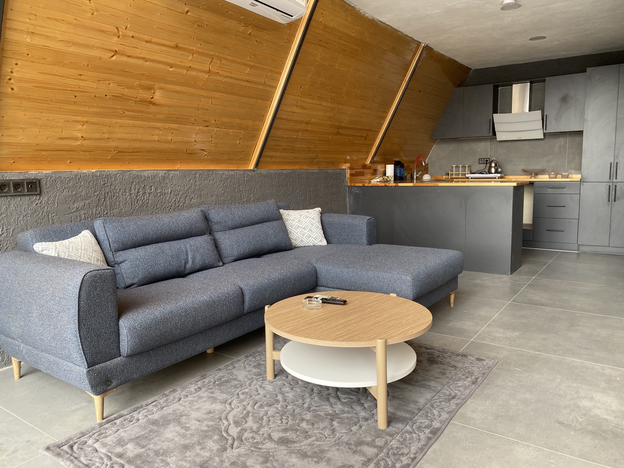 Samsun bungalov oturma odası ve mutfak iç mekan